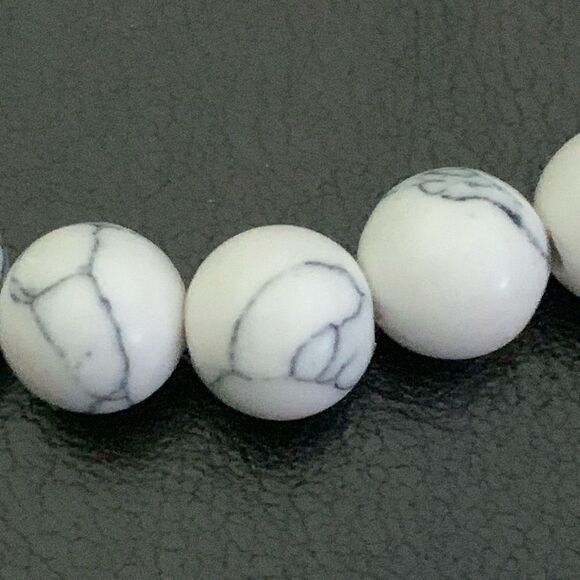 Teal Blue Stone Bracelet - Faux Drusy Druzy Quartz, Howlite Beads- Stretch NEW - Picture 8 of 10